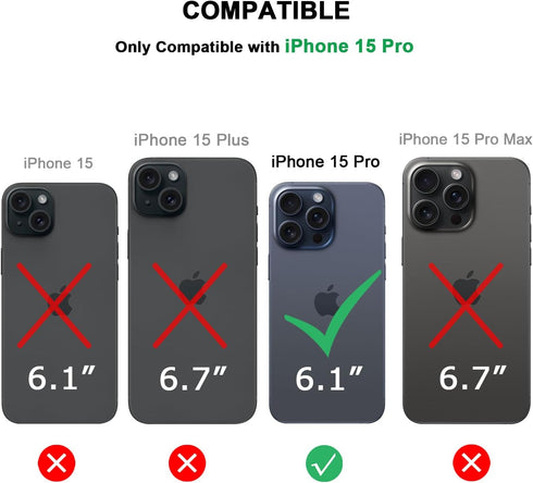 TENDLIN iPhone 15 Pro Magnetic Case - Crystal Clear Hard Back, Soft Bumper, MagSafe Compatible (Black)
