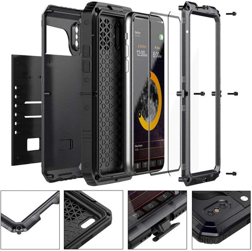 Beasyjoy Heavy Duty Aluminum Case for iPhone X iPhone 10, Waterproof with Screen Protector, Shockproof, Red