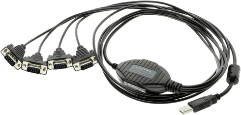 Gearmo 4 Port USB to Serial RS232 Adapter, FTDI Chipset, Supports Win 11, 10, 8, 7