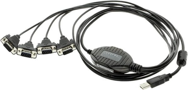 Gearmo 4 Port USB to Serial RS232 Adapter, FTDI Chipset, Supports Win 11, 10, 8, 7