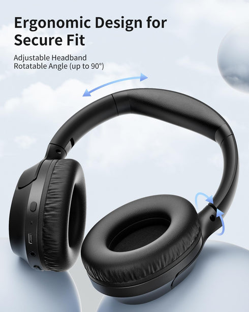 HS7 60H Headset, wegear Bluetooth Headphones Over Ear, Playtime Wireless Headphones with Microphone, ENC Call Noise