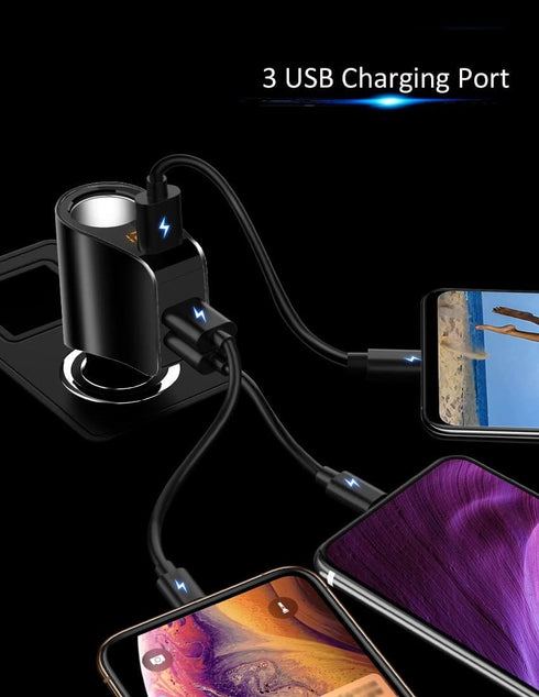 LIHAN Cigarette Lighter Socket Adapter, Car Charger for 12V/24V Outlet Plug Splitter with Multi USB Ports
