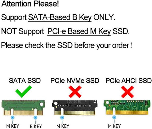 M.2 Adapter to 2.5 SATA Enclosure, B & M Key SATA Based NGFF SSD Converter, Supports 2230 2242 2260 2280 Hard Drive