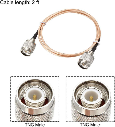 uxcell RG316 RF Coaxial Cable, TNC Male to TNC Male Pigtail Cable, 2-feet