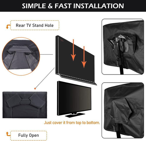 52-55 Inch 600D Outdoor TV Cover with Clear Scratch Resistant Front Flap + Bottom Cover, HOMEYA Weatherproof