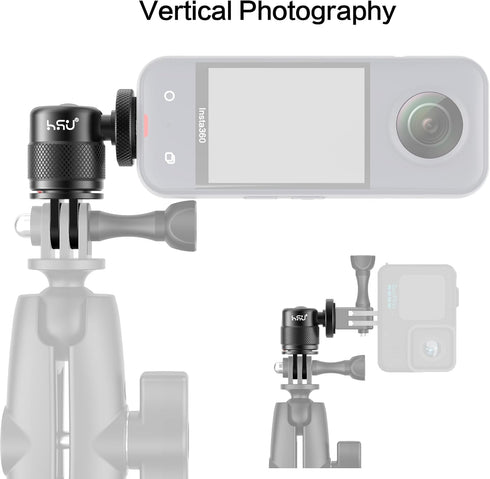 HSU 360 Degree Rotation Camera Tripod Mount Adapter, 1/4"-20 Camera Mount Compatible with GoPro/Sony/Sjcam/ Insta360