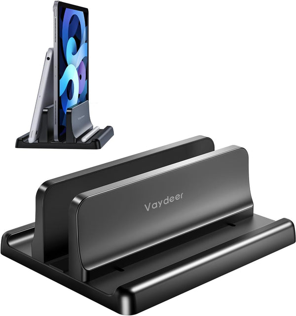 Vaydeer Vertical Laptop Stand Holder, Adjustable Desktop Dock for MacBook Pro, Air, HP, Dell, and Lenovo - Black