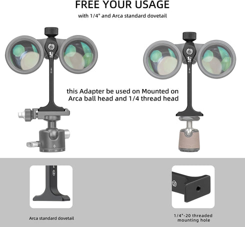 Fanaue Binocular Tripod Adapter, 1/4 Inch Threading Mount Aluminium for Binoculars