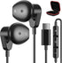 USB C Headphones for iPhone 15 Pro Max/Samsung S24 Ultra, HiFi Stereo USB C Wired Earbuds with Mic - Black