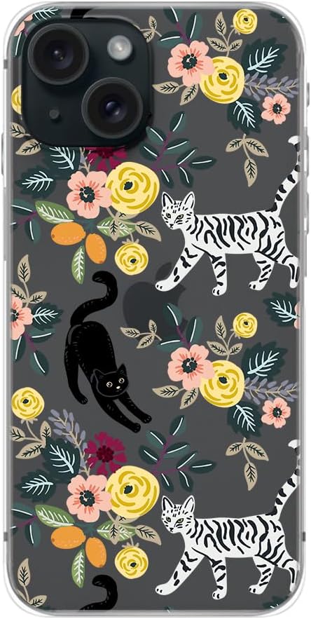 Blingy's iPhone SE Case (3rd gen)/(2nd gen) 4.7inch, Cat Style with Cute Flower Pattern, Transparent Soft TPU