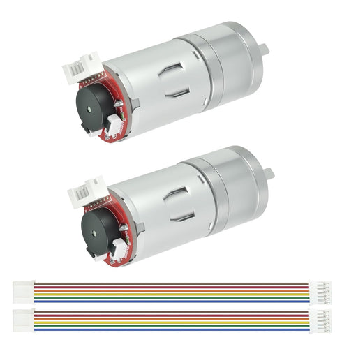 2Pcs Gear Motor with Encoder DC 12V 100RPM Gear Ratio 1:45 D