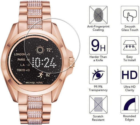 Orzero (3 Pack) Tempered Glass Screen Protector for Michael Kors Bradshaw Smart Watch - 2.5D Arc Edges