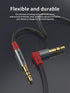 Aux Cord, Headphone Jack to Headphone Jack Aux Cable 90 Degree 3.5mm Male to Male Braided Auxiliary Cord for Android,