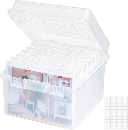 Lifewit Photo Storage Box 5x7, Clear Photo Boxes for Cards, Pictures, Stamps, with Label Sticker