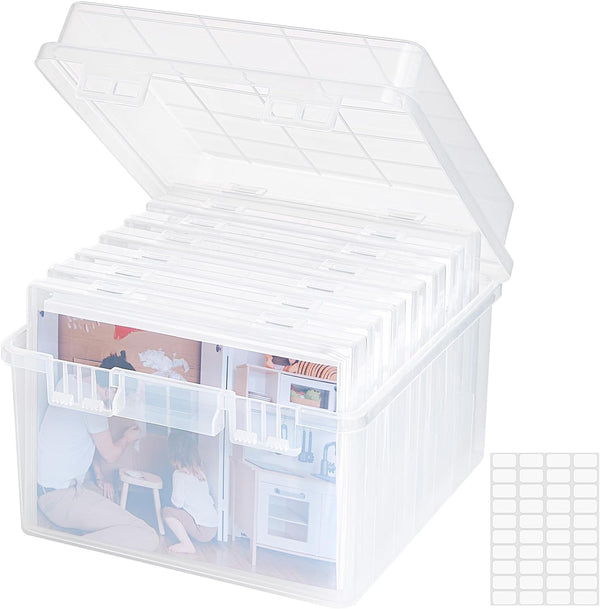 Lifewit Photo Storage Box 5x7, Clear Photo Boxes for Cards, Pictures, Stamps, with Label Sticker