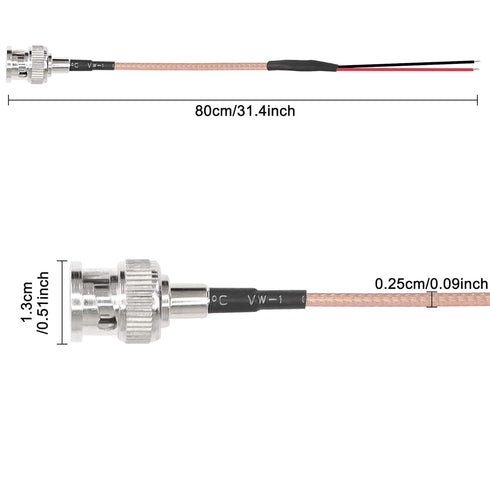 RG316 -0.8M/2.6FT 2PCS XMSJSIY BNC Pigtail Cable Bare Wire Coaxial Coax Antenna Open End Connector Adapter Extension