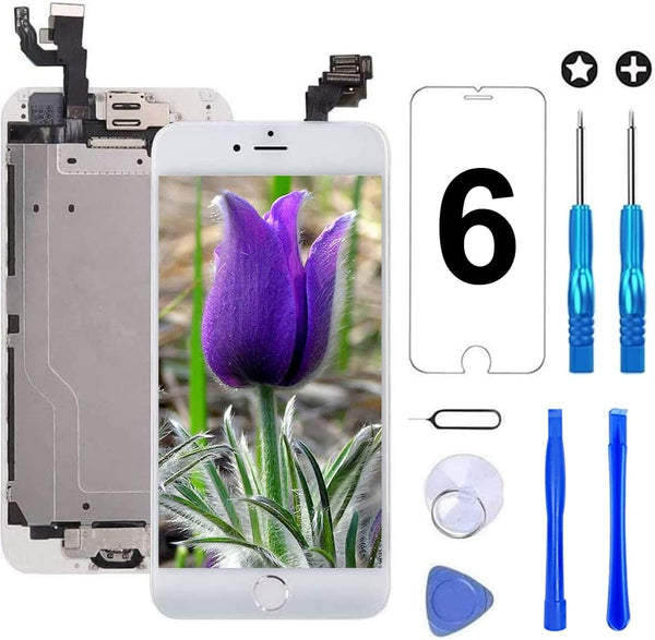 Brinonac for iPhone 6 Screen Replacement, White Touch Display LCD Digitizer Full Assembly