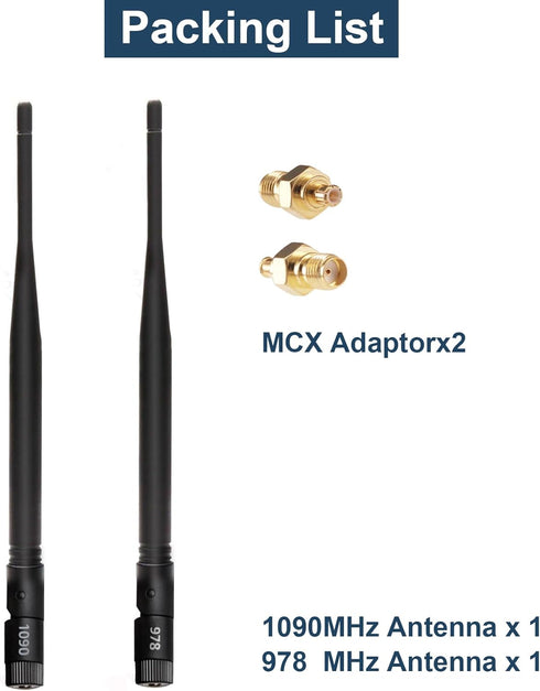 HzFitInc Set 1090MHz 978MHz 5dBi ADS-B Antenna Bundle - & High Gain Antenna with SMA Connector and MCX Adaptor