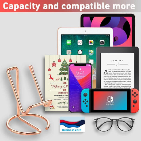 ROSYQUARZ 1 Pack) Cell Phone Stand for Desk, Metal Mobile Phone Stand Holder, Cute Rose Gold Cell Phone Display Holder