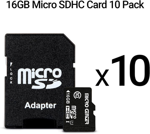 INLAND Micro Center 16GB Class 10 MicroSDHC Flash Memory Card with Adapter, 80MB/s UHS-I, C10, U1 (10 Pack)