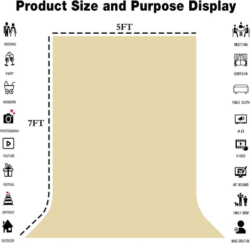 LYLYCTY 8x10ft Tan Portrait Backdrop Zoom Meeting Photo Studio Shooting Props