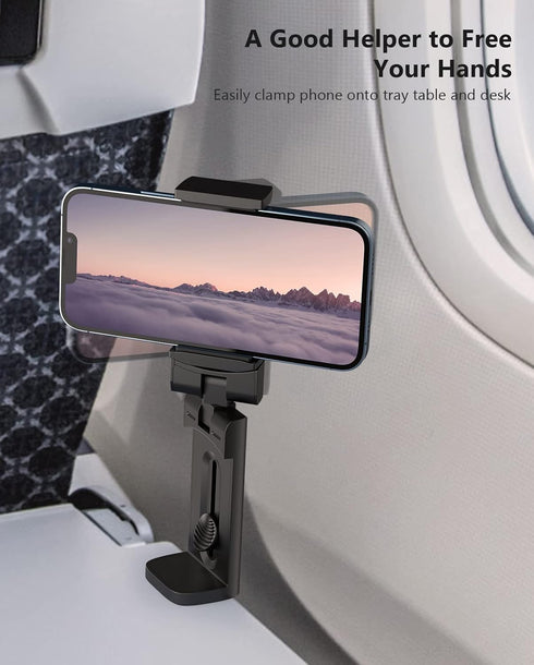 MiiKARE 360 Travel Essentials Airplane Phone Holder, Universal Handsfree Phone Mount for Flying with Degree Rotation