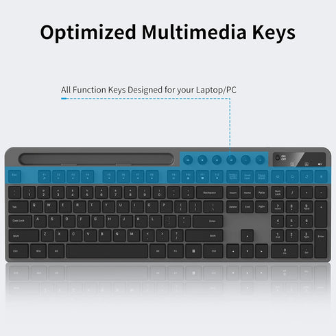 MARVO Wireless Keyboard and Mouse Combo, 2.4G Ergonomic Computer Keyboard with Phone Tablet Holder, Silent Mouse (Grey)