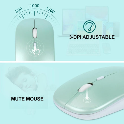 Bluetooth Keyboard and Mouse Combo, Ultra-Slim Portable Rechargeable Wireless Keyboard Set for iPad, Mac OS, Android,