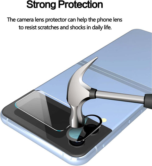 YWXTW 2 Pack Samsung Galaxy Z Flip 4 Front Screen Protector and 2 Pack Camera Lens Protector, HD Clear, Anti-Scratch
