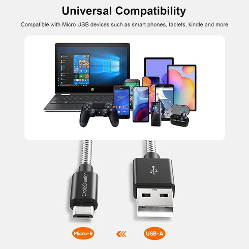 CableCreation 0.5FT Micro USB Cable, 24 AWG Fast Charger, Triple Shielded, Compatible with PS5/PS4, Raspberry Pi,