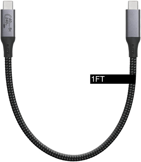 1-Foot USB4 Cable, Compatible with Thunderbolt 3/4 and USB-C, Supports 8K HD Display, 40gbps Data Transfer