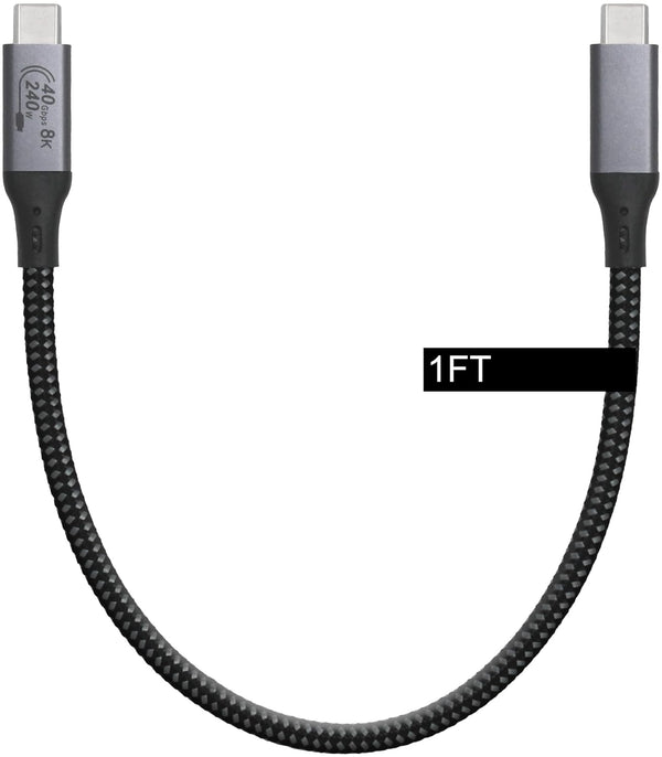 1-Foot USB4 Cable, Compatible with Thunderbolt 3/4 and USB-C, Supports 8K HD Display, 40gbps Data Transfer