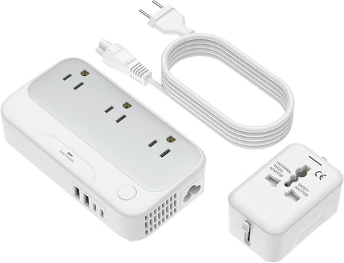 Universal Voltage Converter US to Europe, 220V to 110V Power Travel Converter Combo, 250W Step Down Adapter