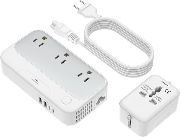 Universal Voltage Converter US to Europe, 220V to 110V Power Travel Converter Combo, 250W Step Down Adapter