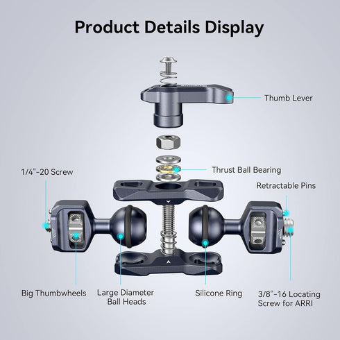 SmallRig Articulating Magic Arm with 3/8"-16 Locating Screw, 360 Degree Rotation, Max Load 12 Ib