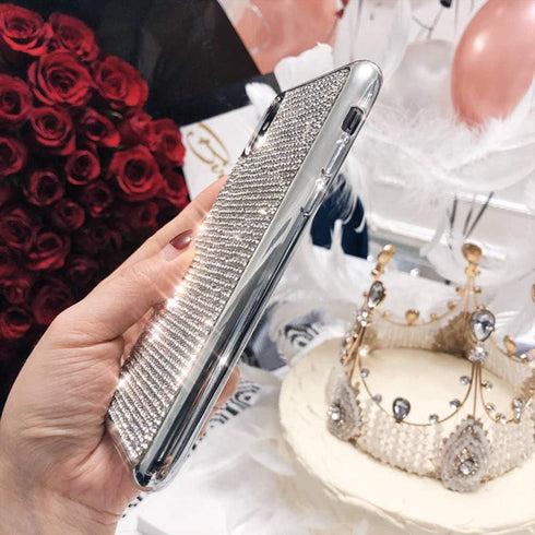 LUVI Luxury Fashion Glitter Case for iPhone Xs Max, Bling Glossy Crystal Rhinestone Protective Cover, Silver