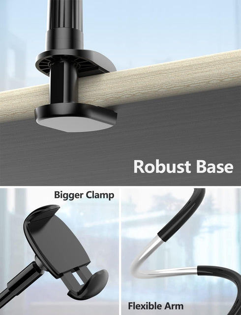 Tryone Gooseneck Phone Holder Stand for Bed, Flexible Arm Adjustable Mount Clamp for iPhone 14 Pro Max, Samsung, Other