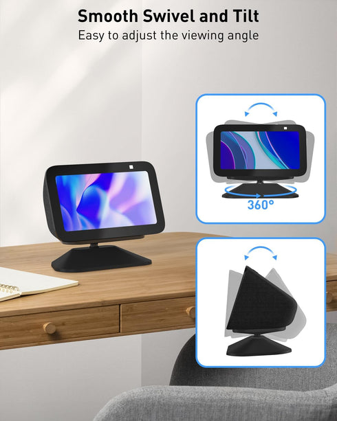 Maxonar Adjustable Stand for Ech0 Sh0w 5 (3rd Gen), Tilt Swivel Stand Anti-Slip Base Strong Magnetic Compatible with 2023 Release Show 5 Smart Display- Black
