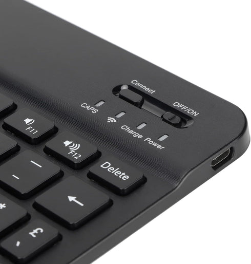 French European AZERTY Bluetooth Keyboard, 10inch Slim Portable Tablet Keyboard with Brushed Metal Texture for Phone