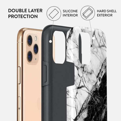 BURGA Phone Case Compatible with iPhone 11 PRO - Hybrid 2-Layer Hard Shell + Silicone Protective Cover, Black and White