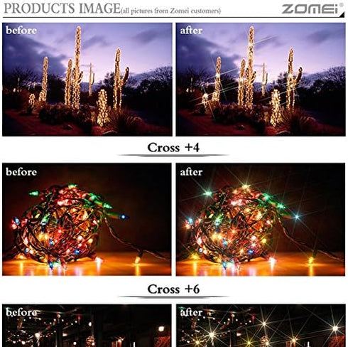 ZM 58mm Star-Effect Cross Starburst Twinkle Lens + 4, 6, 8 Points Star Filter Set for Canon Nikon