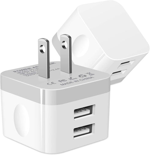Dual USB Wall Charger, 2Pack 2.4A Fast Charger Block Adapter for iPhone 15 14 13 12 11 Pro Max, Samsung Galaxy