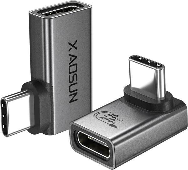 XAOSUN 90 Degree USB C to C Adapter Mixed Pack, Right Angle USB C Male to USB C Female Adapter, USB4 Type C Power Data