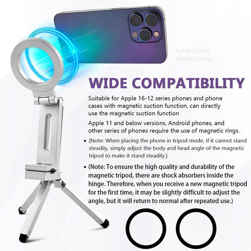 YOSINXU Smartphone,360 1/4" Magnetic Tripod Portable Cellphone Stand for Recording Travel, Compatible with Adjustable
