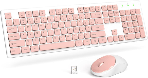 Trueque Wireless Keyboard and Mouse, Silent 2.4GHz Cordless Full Size USB Mouse Combo, Long Battery Life for Computer,