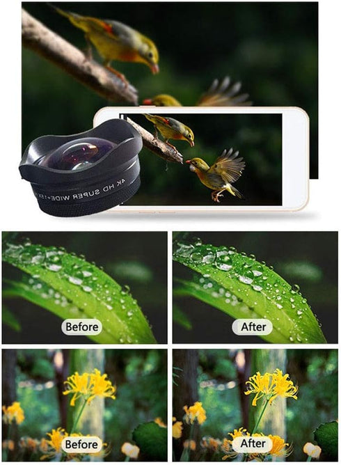 Andoer 4K Smartphone Camera Lens 0.45X Wide Angle and 15X Macro Phone Lens with Universal Clip