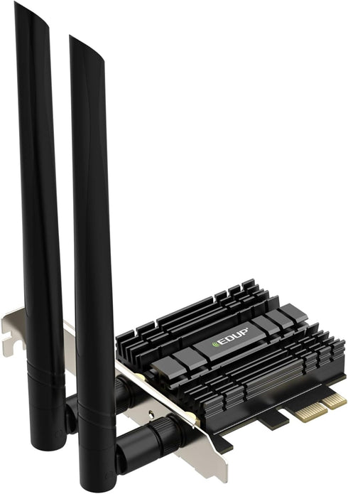 EDUP PCI-E WiFi 6 Network Card AX1800Mbps, Bluetooth 5.2, Heat Sink, 802.11AX Dual Band Antenna for Windows 11/10 64-bit