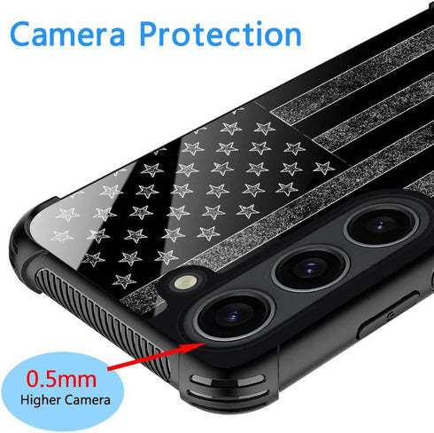 ZHEGAILIAN Samsung Galaxy S23 Case Compatible, Gray Flag Design, Shockproof Anti-Scratch for Boy Men