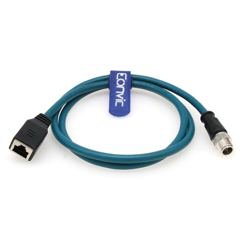 Eonvic Industrial M12 8Pin Male X Code to RJ45 Female, High Flex Cat6 Gigabit Extension Ethernet Cable