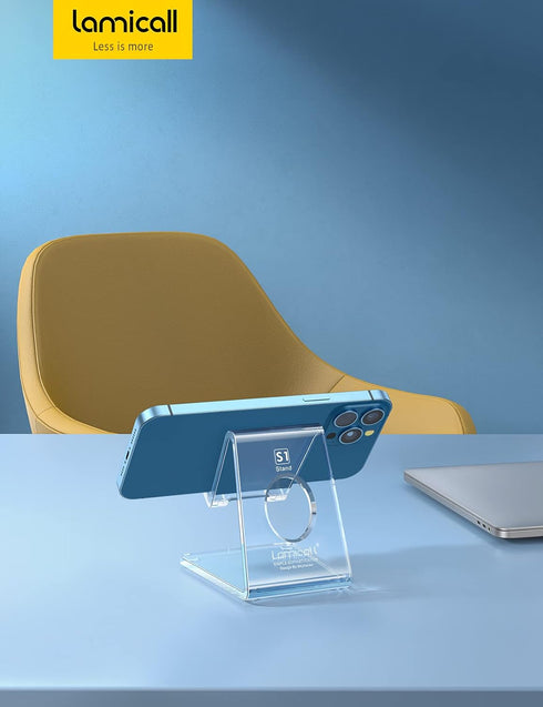 Lamicall Clear Cell Phone Stand, Transparent Phone Dock for Desk, Acrylic Office Accessories, Suitable for 4-8'' iPhone